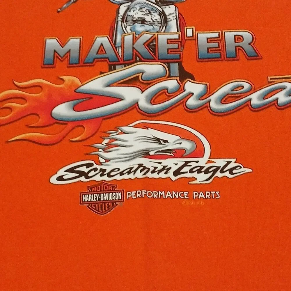 Vintage Harley Davidson Maker'er Scream Screaming Eagle/ Mid-Oh Orange M Y2K S.S